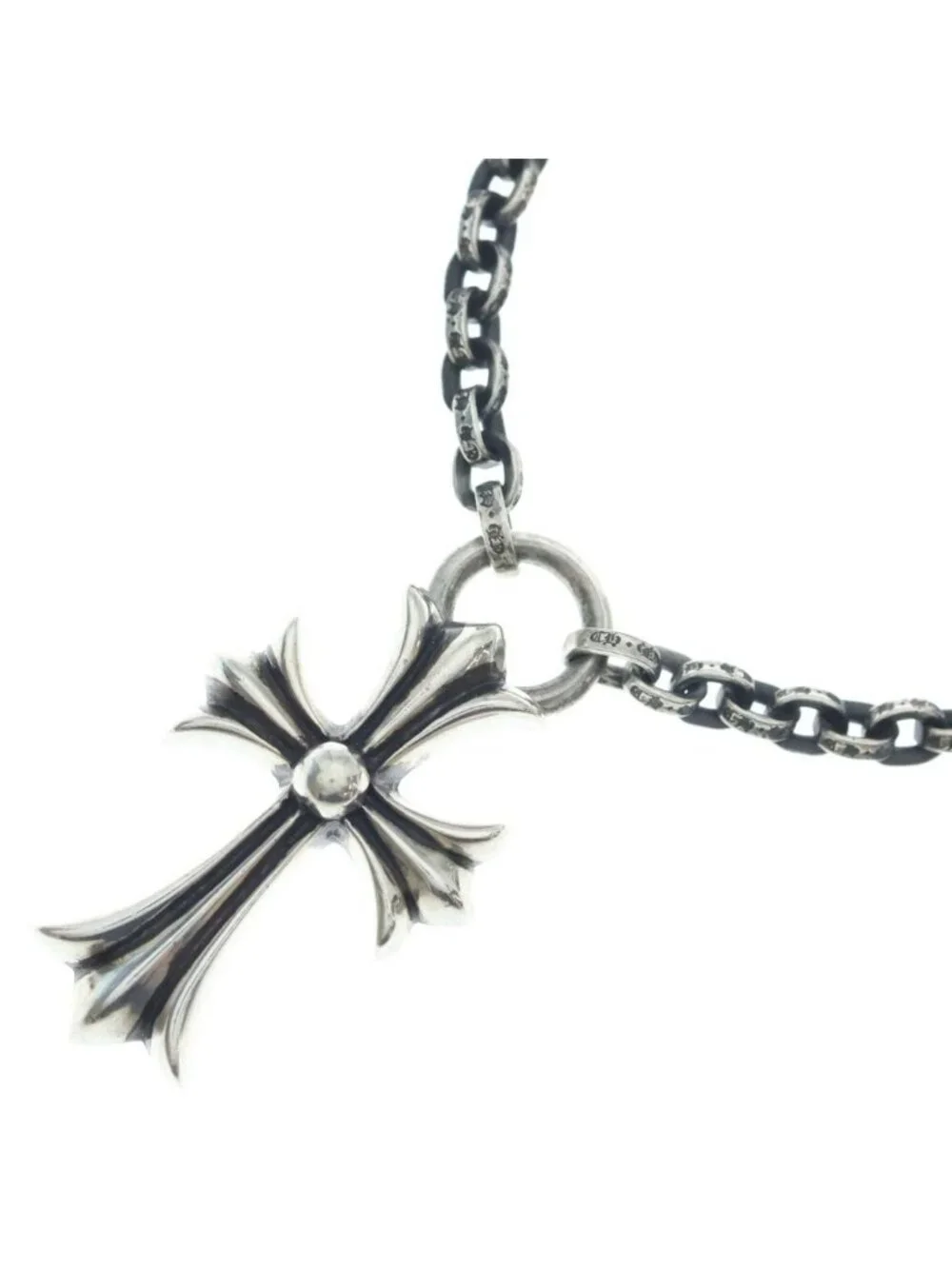 Chrome Hearts Ppr Chn Sml CH Crs Paper Chain Small CH Cross Silver Necklace